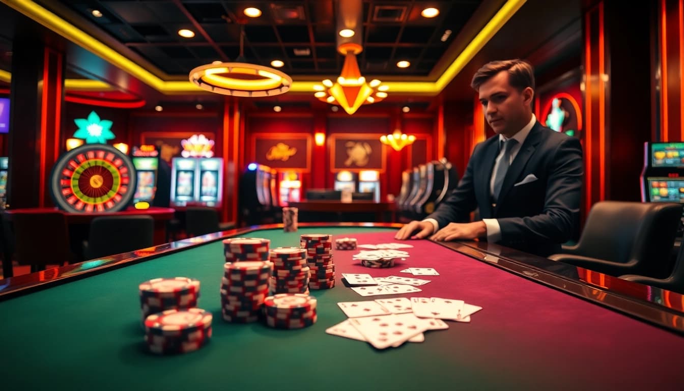 Experience the thrill of gambling at uu88 with dynamic poker chips and cards.