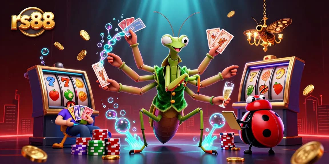 Experience rs88 casino excitement with vibrant slot machines and lively characters in action.