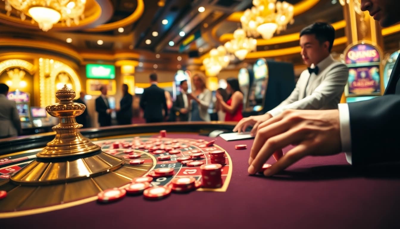 Casino scene showcasing players at a roulette table, capturing excitement at luongsontv60com.