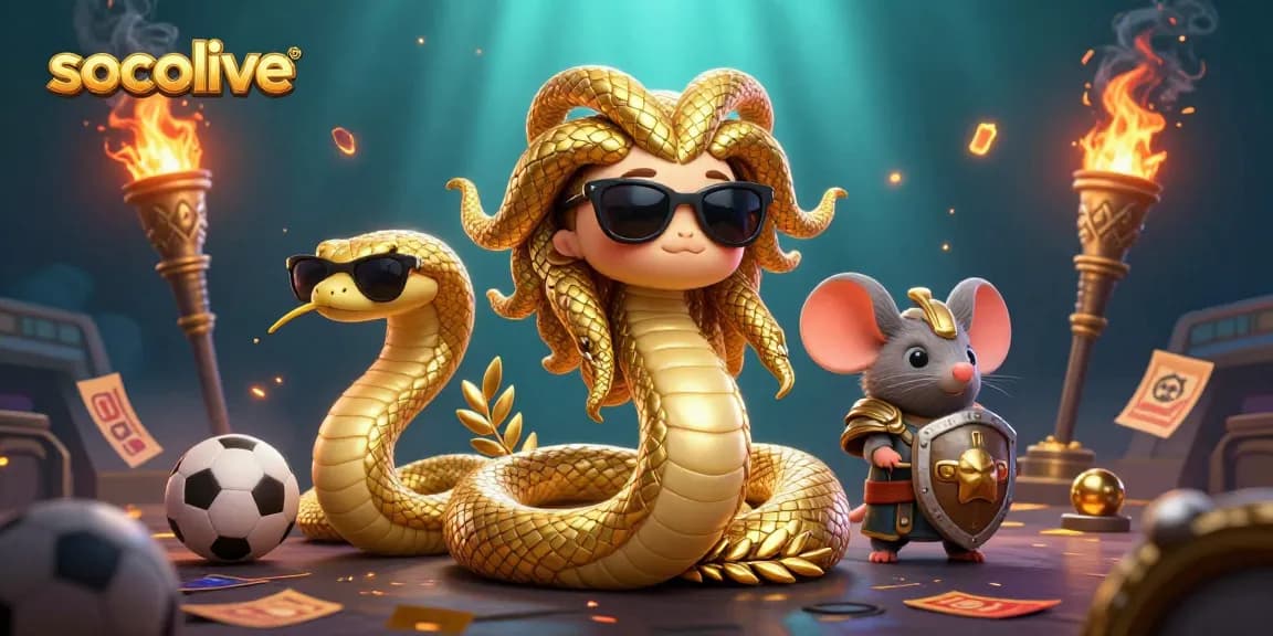 Socolive captures the excitement of live sports betting with dynamic elements and vibrant characters in a rich scene.