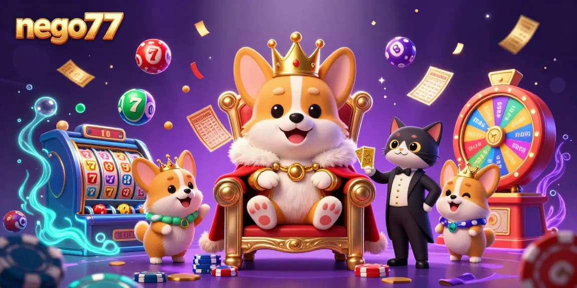 Experience thrilling gameplay with nego77 as the corgi king leads a dynamic casino scene.