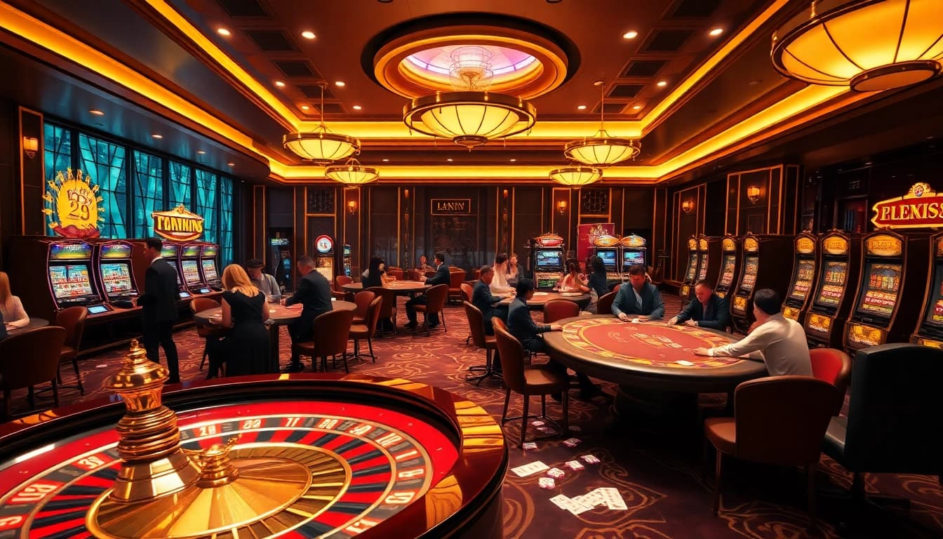 Exciting gameplay at Nhà cái 23win casino featuring roulette and poker tables.