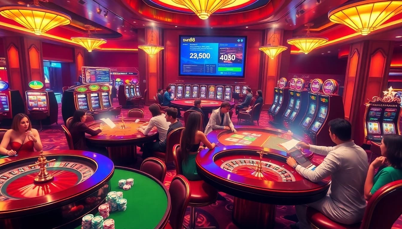 Experience the excitement of the sun88 club with vibrant casino tables and thrilling games.