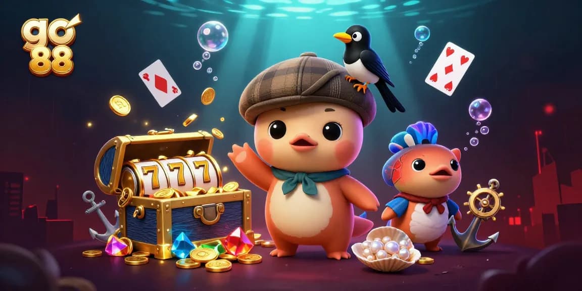 Play thrilling games at go 88 with dynamic visuals showcasing a playful Nessie and vibrant gambling elements.