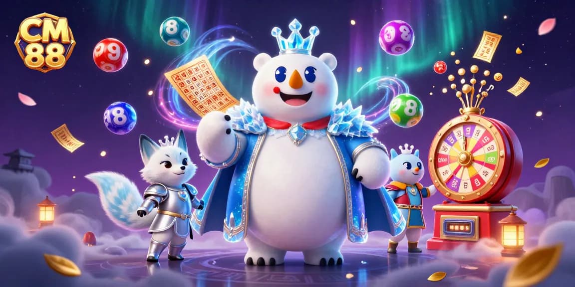 Experience the excitement of CM 88 with vibrant lottery elements and royal creatures.