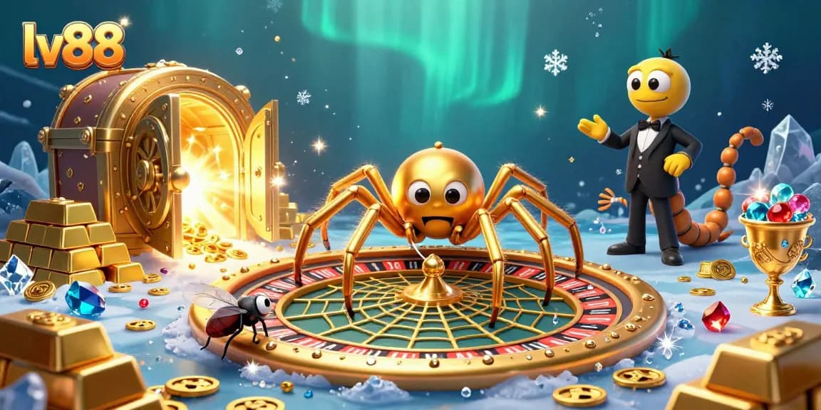 Spin the wheel and earn big with lv88's unique gaming experience featuring a golden spider and treasures.