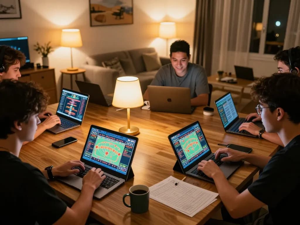 Kp88 players enjoying online gaming with strategy notes and focused expressions