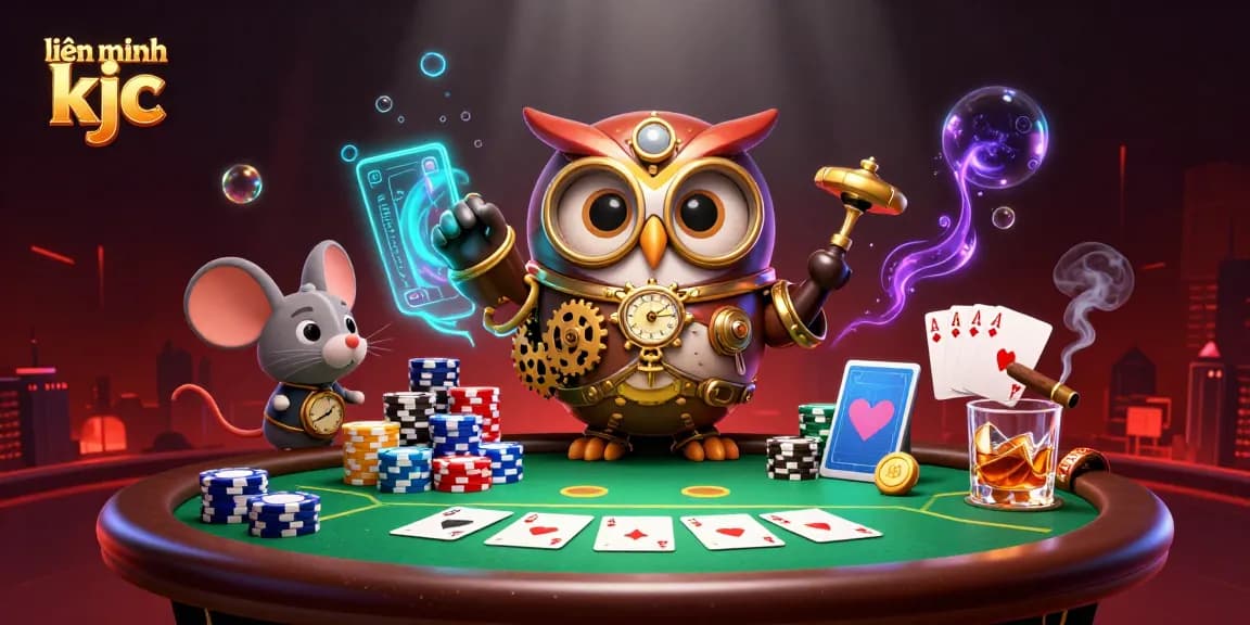 Engage with the rich atmosphere of liên minh kjc's steampunk-themed 3D casino illustration.