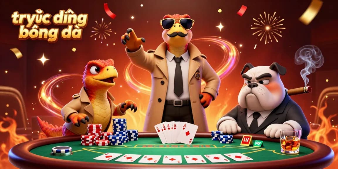 Experience trực tiếp bóng đá in an exciting scene with raptors sneaking into a casino, surrounded by poker elements.