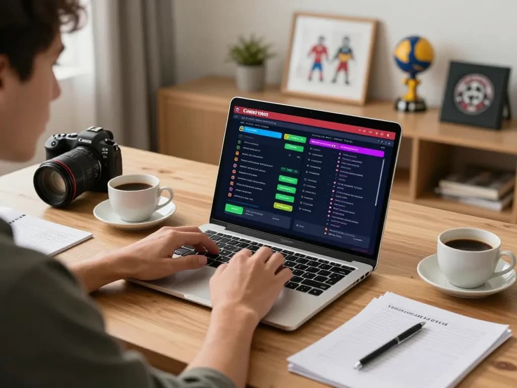 Bongdallu user analyzing online sports betting options at home, showcasing a focused betting setup.