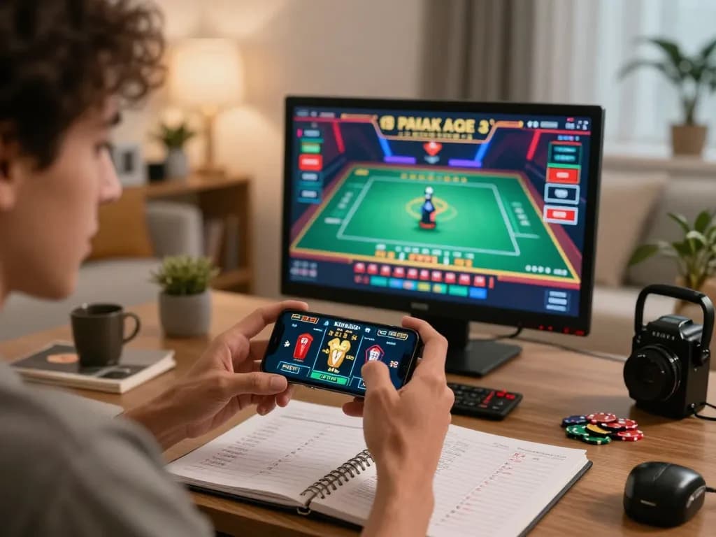 Person engaged in online gaming on their smartphone showcasing god55 live dealer game, emphasizing strategic betting.