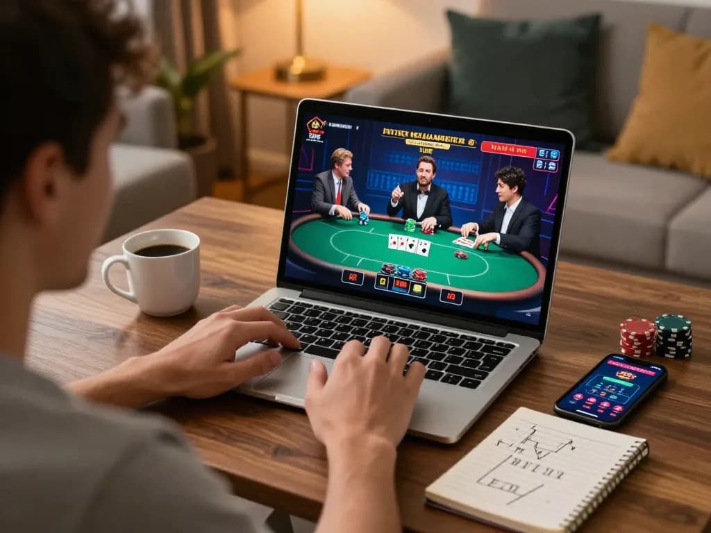 Experience thrilling gameplay at bayvip with a player strategizing during an online poker session.