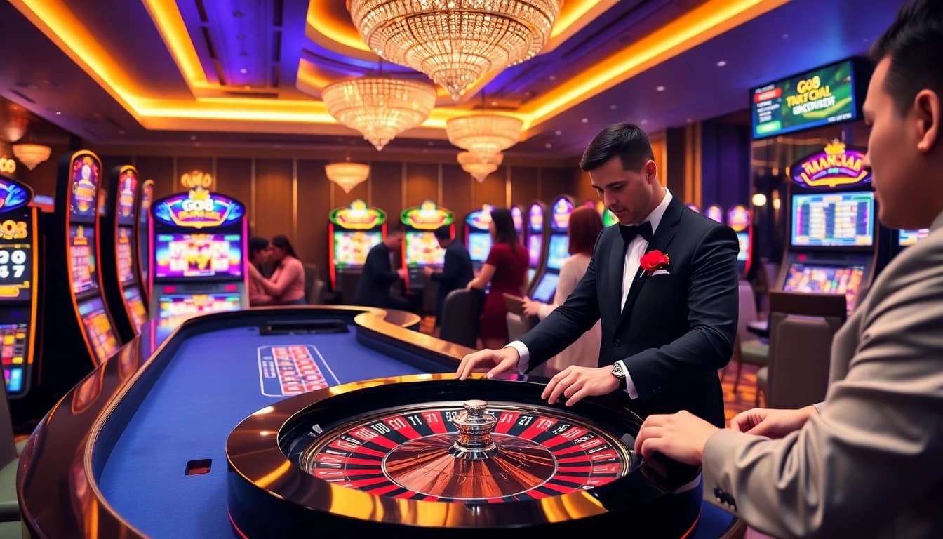 Experience the thrill at GO8 TRANG CHỦ, where players enjoy casino games with vibrant slots and roulette.