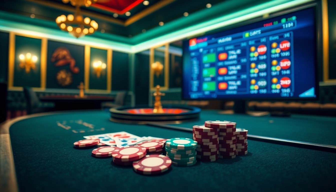Experience the excitement at GG88 COM's vibrant poker table, cards, and chips inviting players to wager.