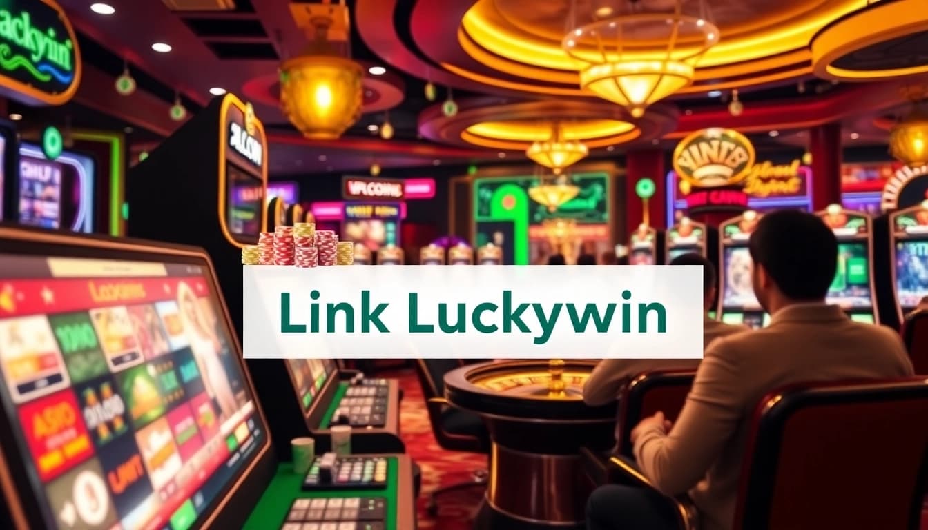 Experience the thrilling gaming atmosphere at Link Luckywin with vibrant slot machines and roulette.