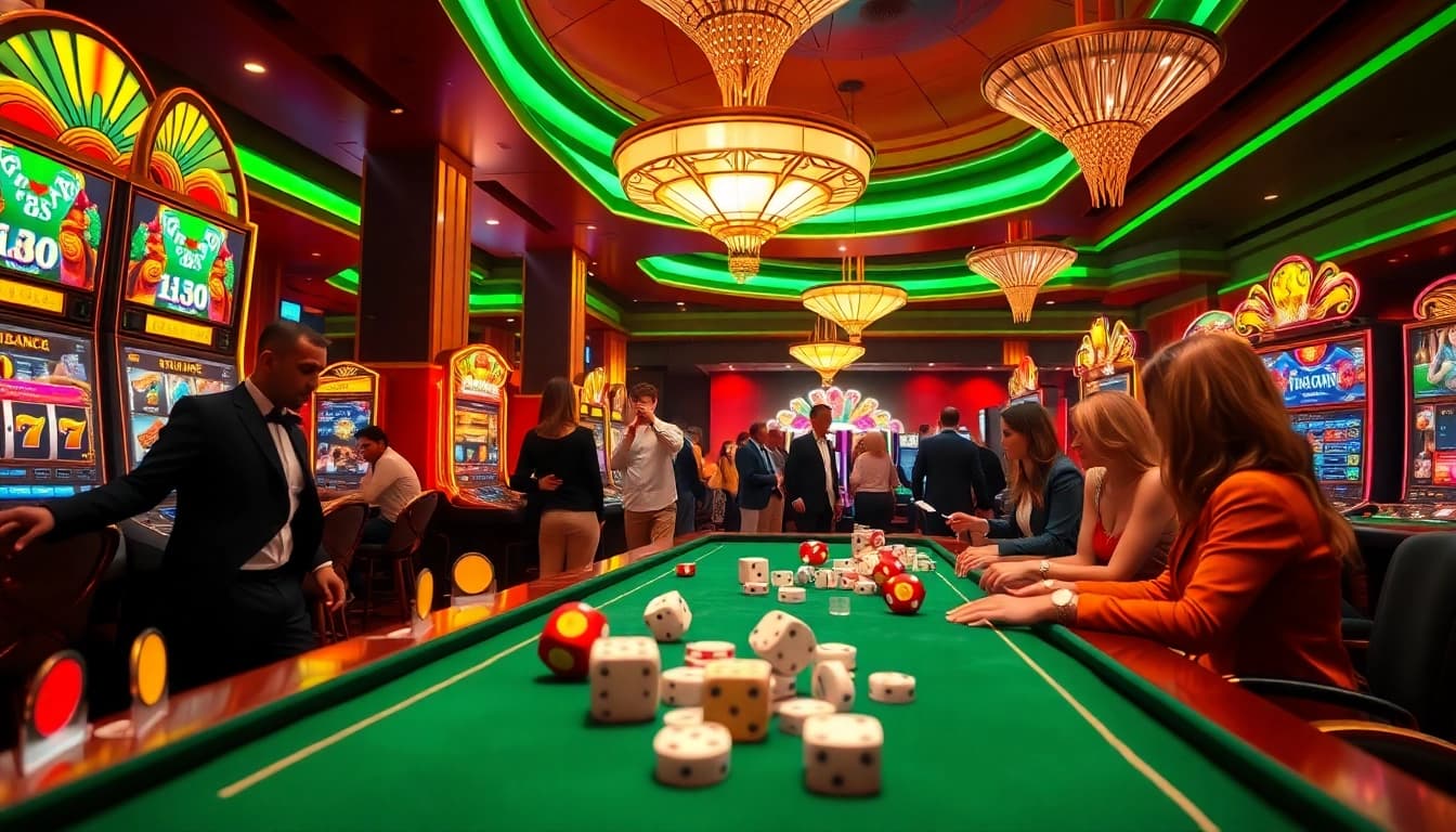 Players enjoying a thrilling experience at the ibo slot machine in an elegant casino atmosphere.