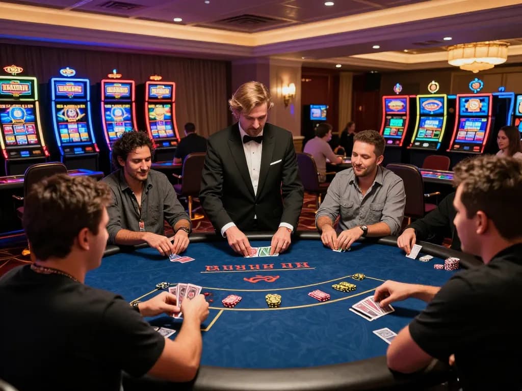 Engaged players enjoying poker at TG88 casino, showcasing the thrill of gameplay and friendly competition.