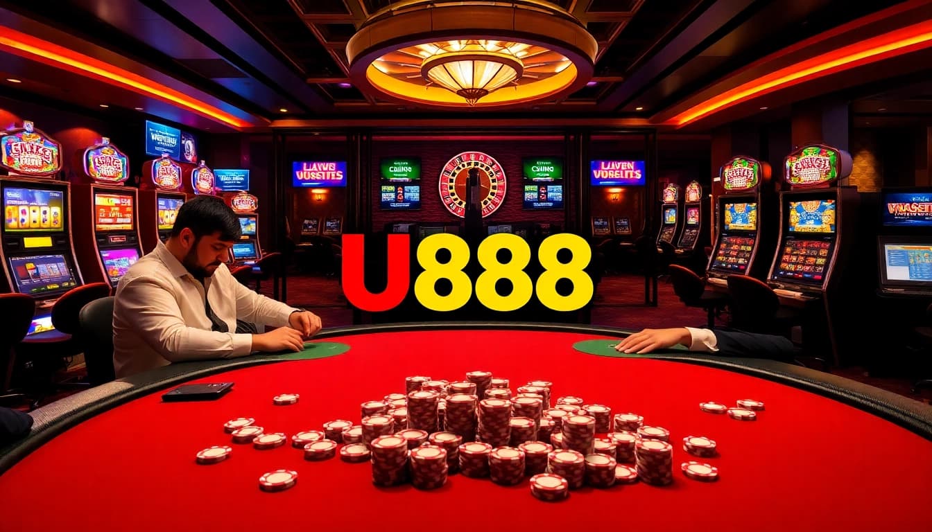 Experience thrilling gameplay at U888's luxurious casino tables with active poker action.