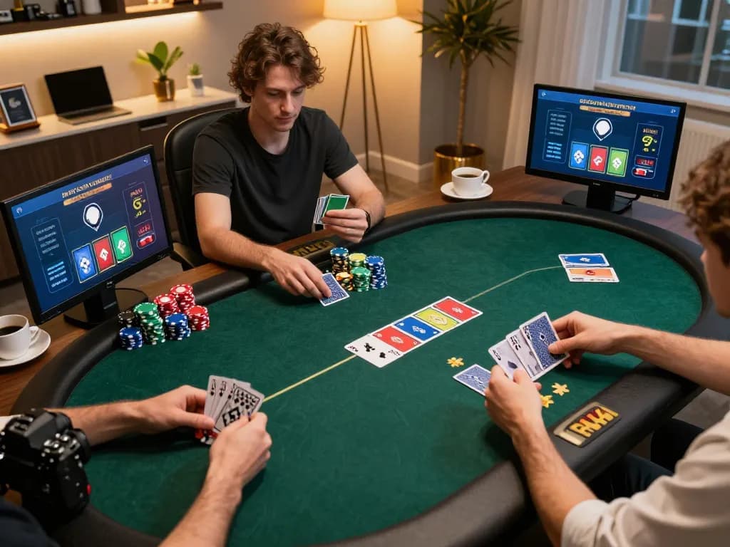 Engaging online poker scene showcasing strategic gameplay at https://sin88.expert/ with stacked chips and community cards visible.