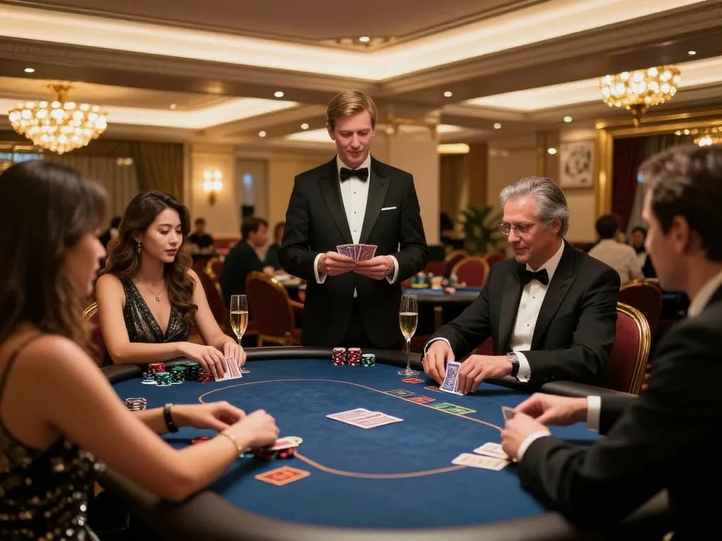 TG88 VIP gaming area featuring players engaged in high-stakes poker with luxurious decor.