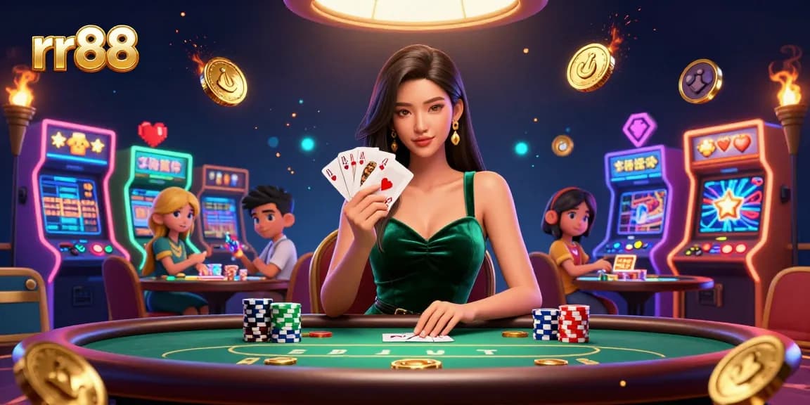 Experience thrilling gameplay at rr88 with skilled players and vibrant arcade machines in an exciting casino setting.