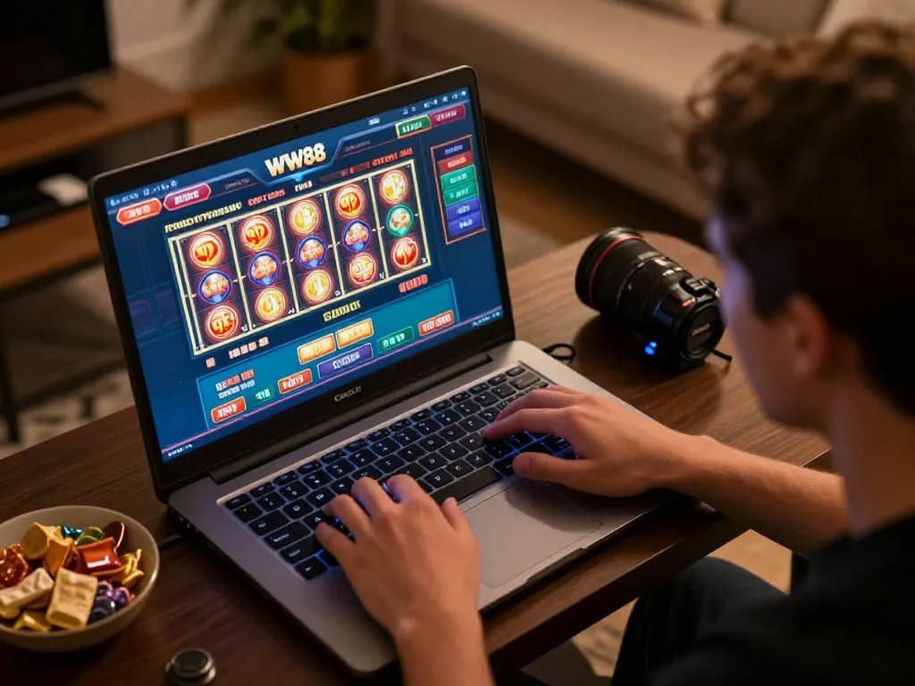 Engaged player experiencing thrilling gameplay on WW88 online casino platform.