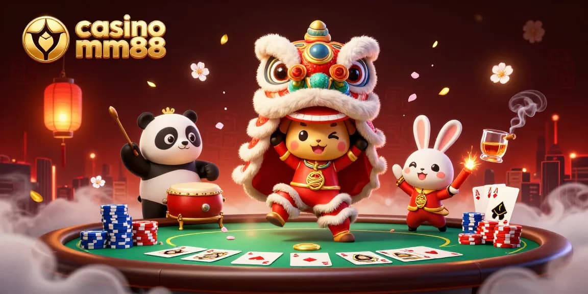 Experience thrilling gameplay at casino mm88 with festive characters and vibrant casino elements.