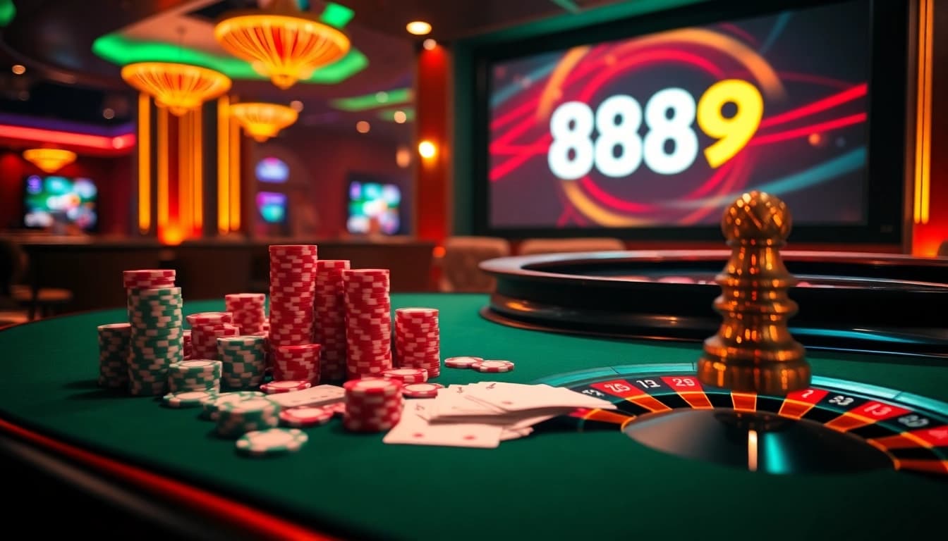 Experience thrilling gameplay with link 888P in a vibrant casino atmosphere featuring poker and roulette.