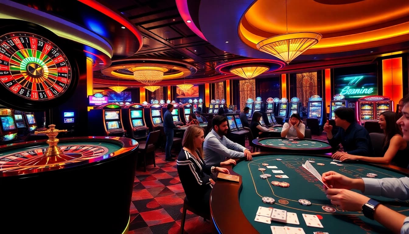 Experience the excitement at luck8 casino with vibrant slot machines and poker tables.