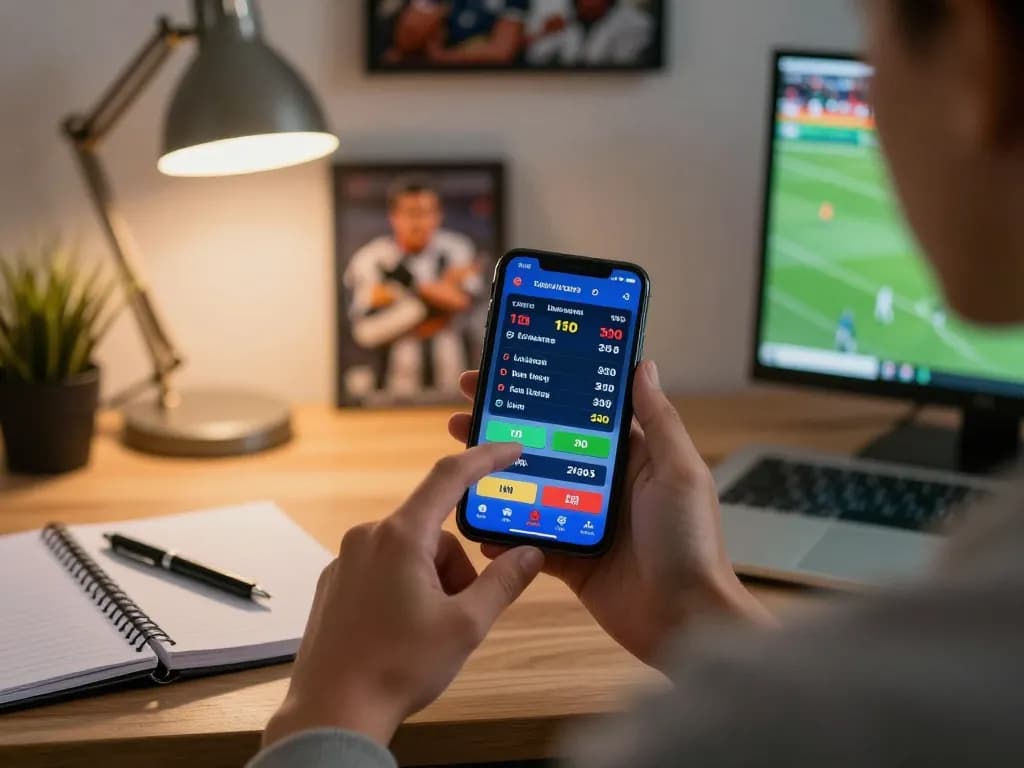 mu88 user engaging with mobile sports betting app, highlighting real-time betting excitement