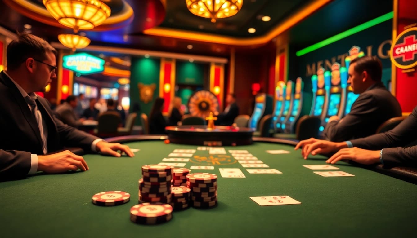 Players at a G28 poker table showcasing strategy and excitement in a luxurious casino environment.