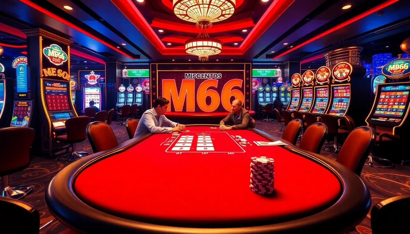 Experience the thrill of MB66 gaming at a vibrant casino table filled with action.