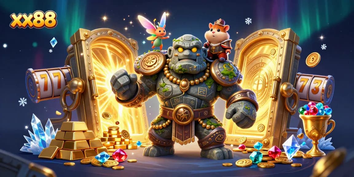Experience the thrill of xx88 slots with a vibrant 3D casino scene featuring magical characters.