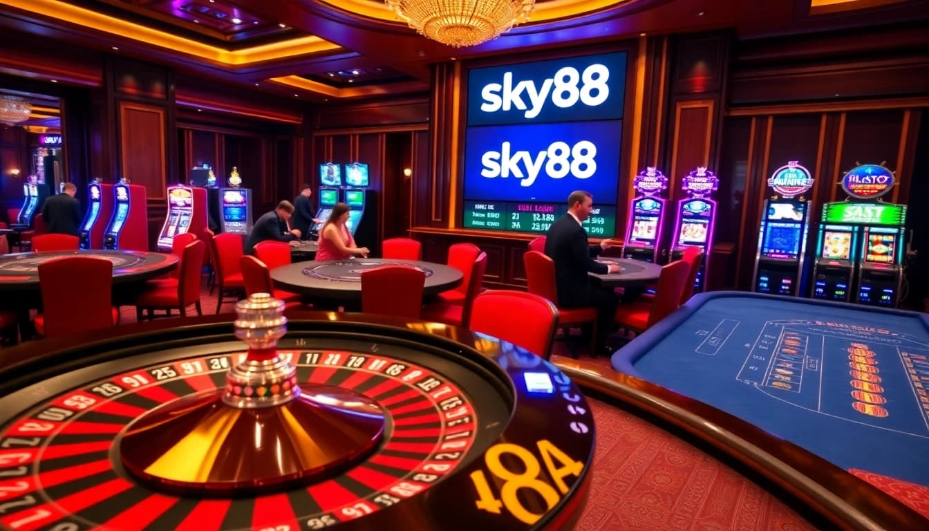 Experience the excitement of Sky88 with players at a vibrant casino table