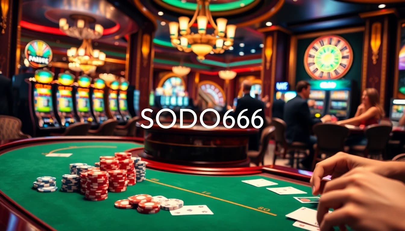 Experience the excitement of SODO66 with vibrant casino tables and engaging gambling action.