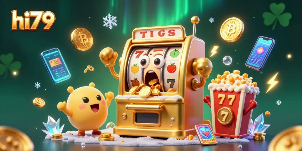 Unleash the excitement of hi79 slots with golden machines celebrating a jackpot win surrounded by vibrant casino symbols.