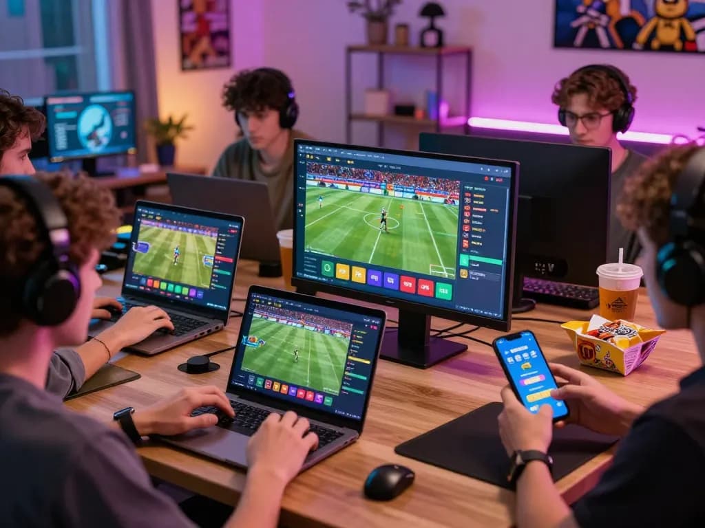 Engaged users at Vsbet, enthusiastically betting on various sports and casino games.