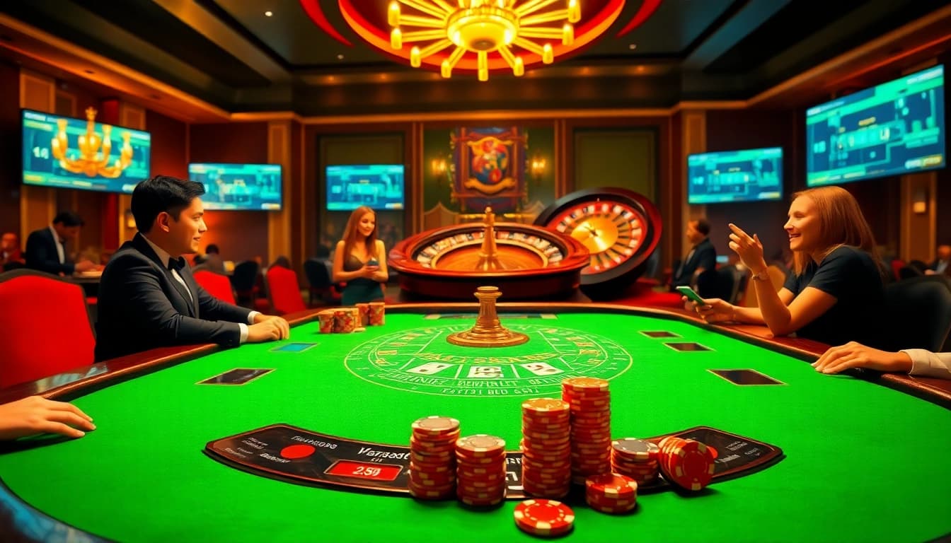 Experience thrilling games with 188bet8.me, featuring vibrant casino tables and interactive gambling.
