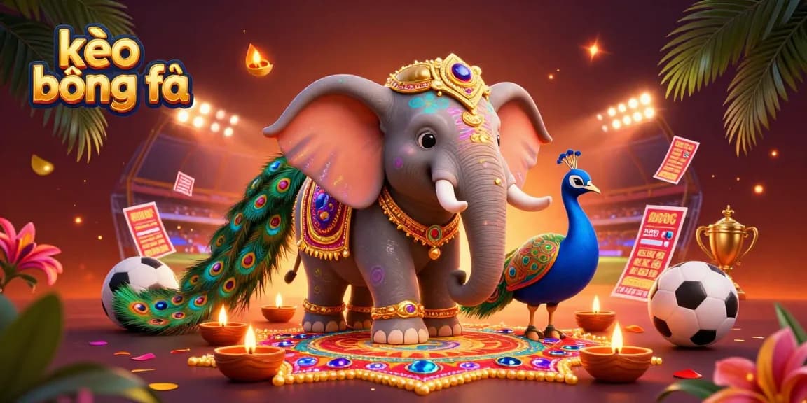 Experience vibrant kèo bóng đá action with dynamic sports betting elements and festive characters.