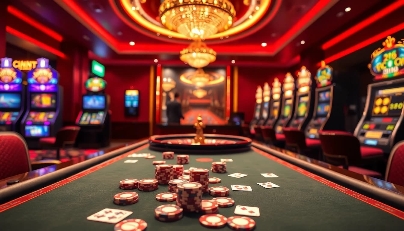Players enjoying a thrilling game at CM88 casino, surrounded by lively lights and action.