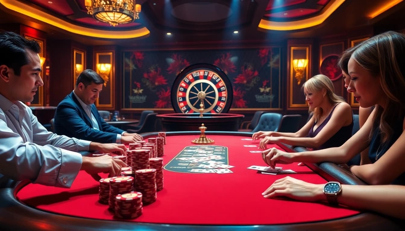 High-stakes poker action capturing the excitement of https://sv388win.live, with chips and cards in focus.