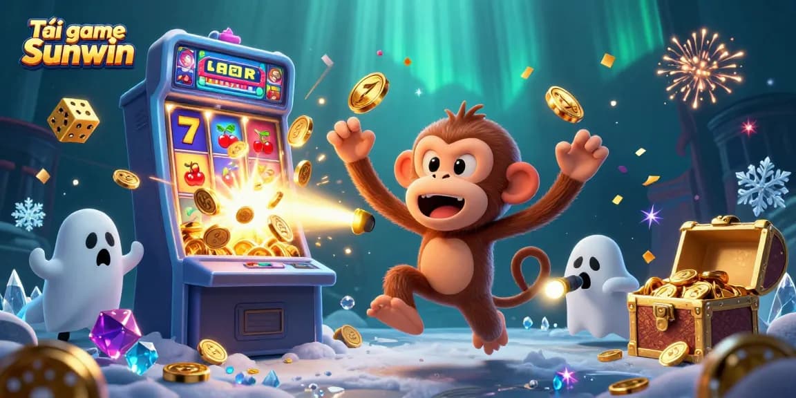 Experience the thrill as you tải game Sunwin with a vibrant 3D casino scene featuring playful characters.