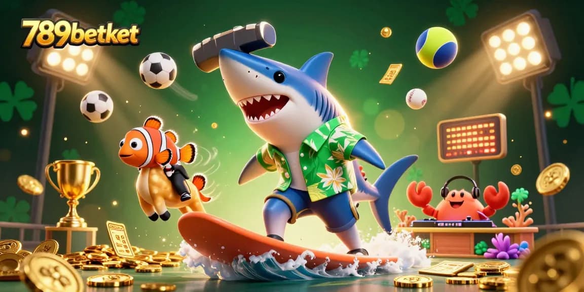 Place bets with 789betket while enjoying a vibrant 3D casino scene featuring fun characters