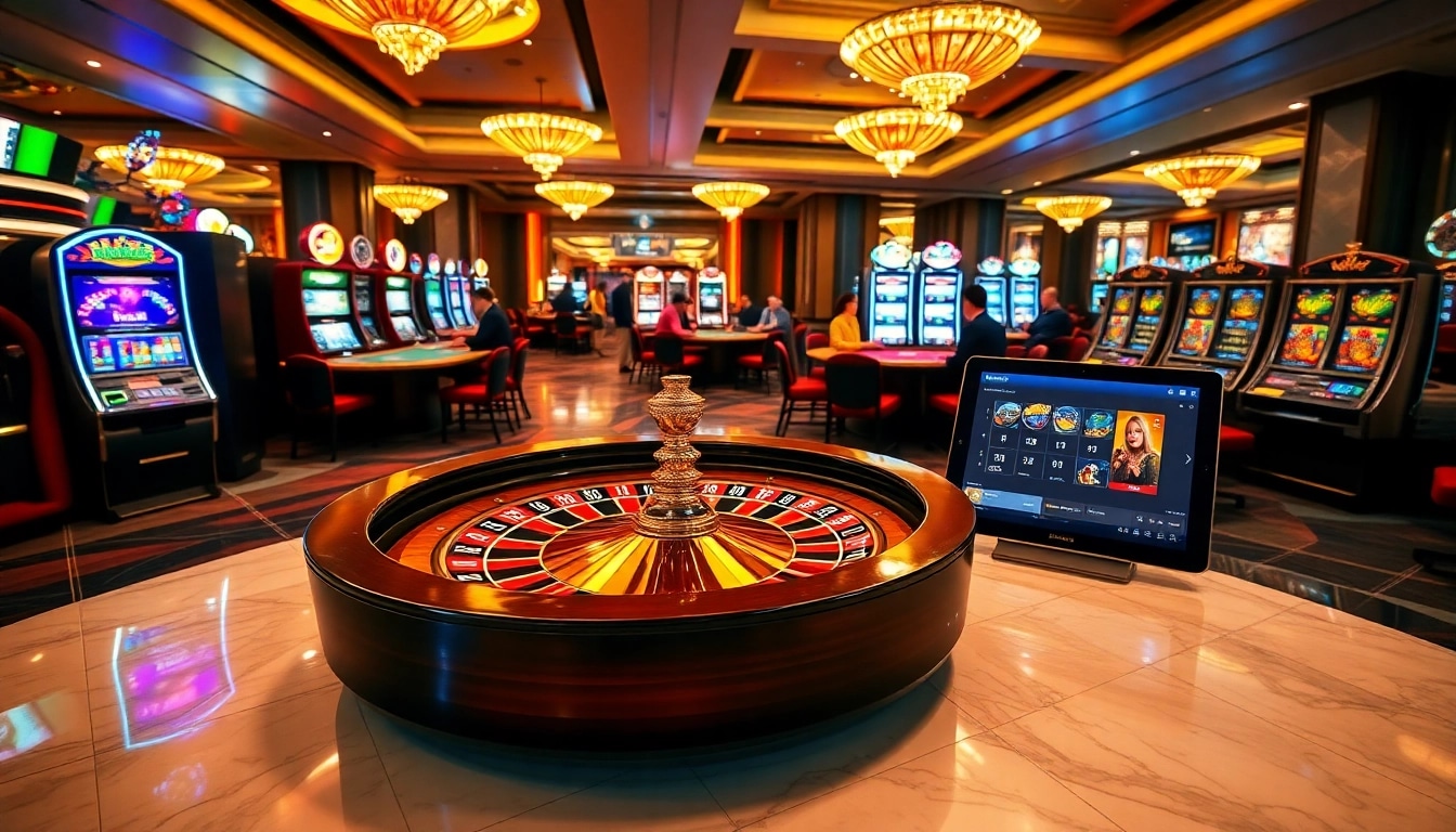 Experience thrilling gameplay at F168's luxurious casino with vibrant tables and players.