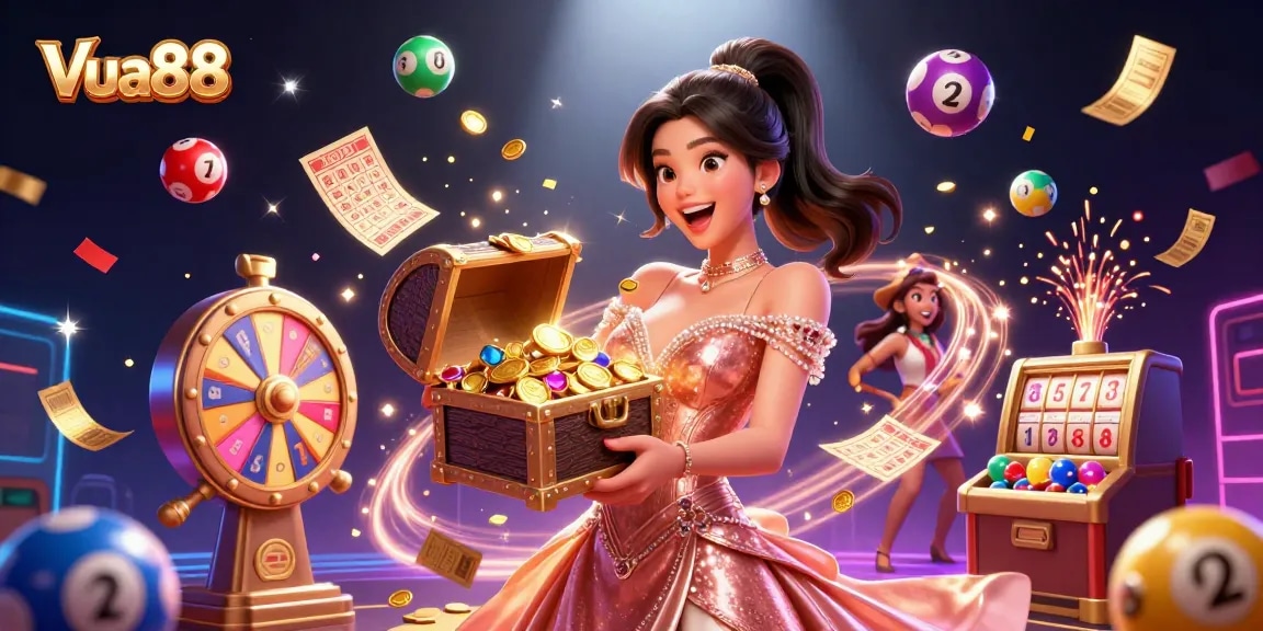 Experience Vua88's vibrant excitement with treasures, games, and dynamic lottery action!