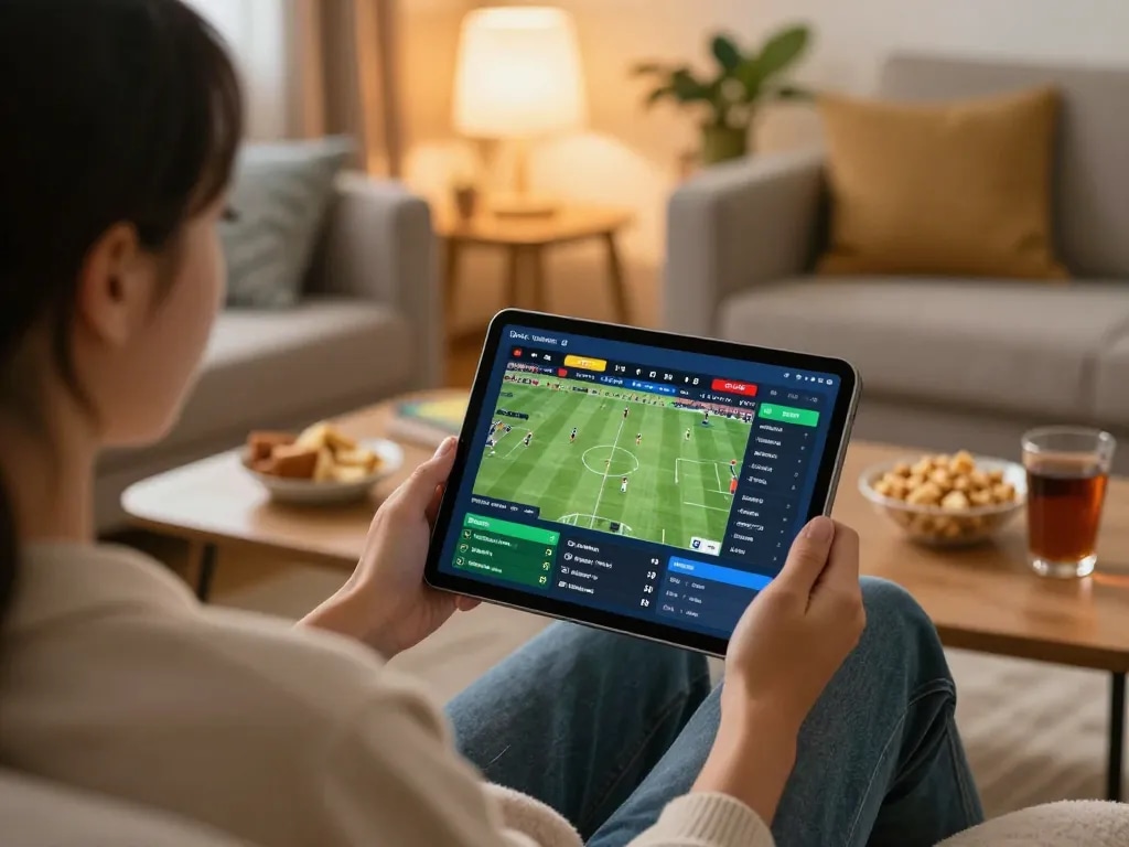 Nhandinhkeonhacai offers a strategic view of online sports betting on tablet with live match odds.