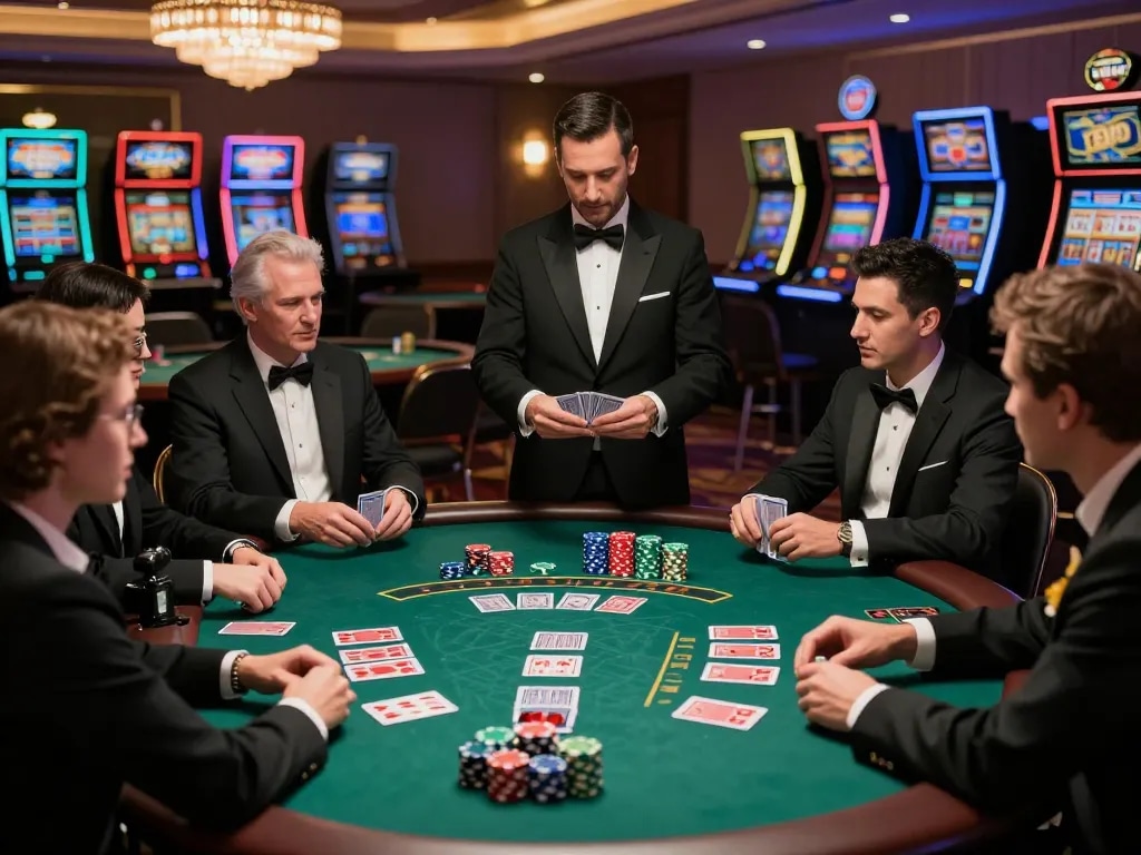 Engaged players at a high-stakes blackjack table showcasing skills at https://www.bearcreekwatershed.org/macroinvertebrates.