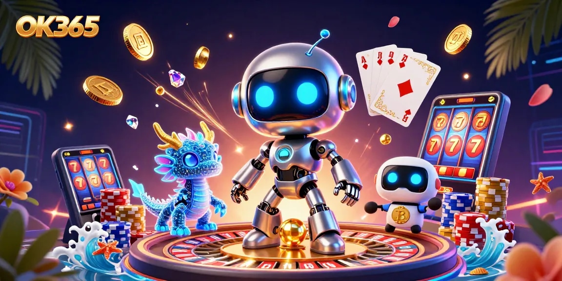 Experience exciting gameplay with OK365, featuring vivid casino elements and dynamic characters.