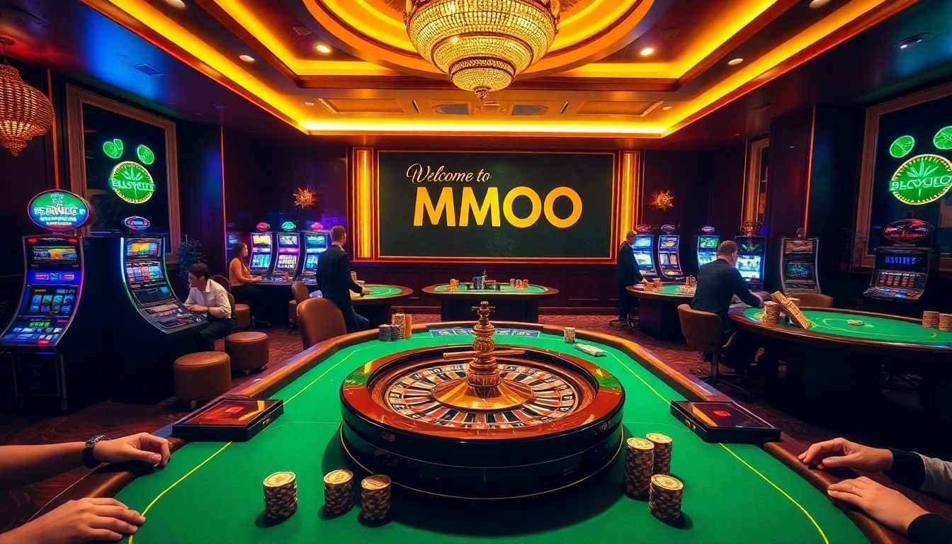 Players enjoying a thrilling casino experience at MMOO with chips and roulette.