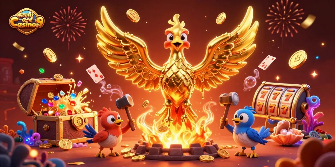 Experience thrilling gameplay at credit card casinos with golden phoenix and exciting slot elements.